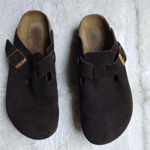 Birkenstock Boston Clogs, Suede, Size 37